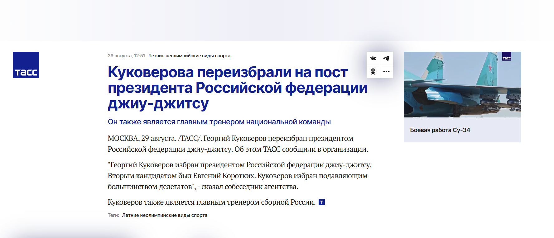 Куковерова переизбрали на пост президента Российской федерации джиу-джитсу